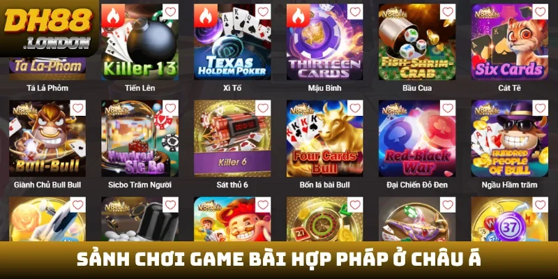 Sảnh chơi game bài hợp pháp ở châu Á